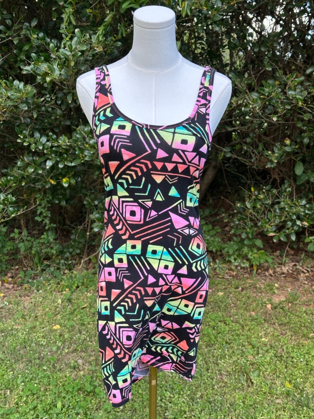 Vintage Victoria's Secret PINK Dress Tribal Neon Geometric Print